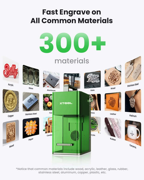 Front view of green xTool F1 2-in-1 dual laser engraver, portable engraving machine for wood, metal, leather