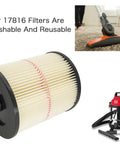 Heavy Duty 9-17816 Wet Dry Vacuum Filter Replacement For Shop Vac 5 Gallon And Larger Red Stripe Cartridge Filter Fits 9-17816 And Compatible Models Pro Grade Easy Install