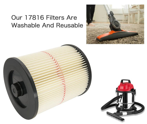 Heavy Duty 9-17816 Wet Dry Vacuum Filter Replacement For Shop Vac 5 Gallon And Larger Red Stripe Cartridge Filter Fits 9-17816 And Compatible Models Pro Grade Easy Install