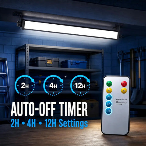 40W LED Shop Light With Remote Control 6500K Boss Level Bright Dimmable Garage Light With Timer shown with auto-off timer