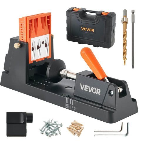 Lightweight Pocket Hole Jig Kit With One Half Inch To One And A Half Inch Adjustable Depth Dust Collection Adapter