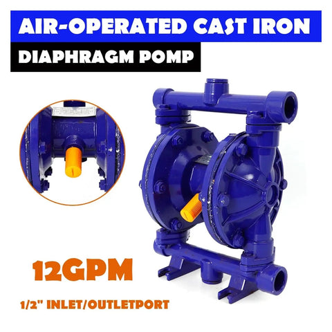 1/2 Inch Air Operated Double Diaphragm Pump For Petroleum Fluids Transferring 12 GPM Heavy Duty Abrasion Resistant Leak Free Motor Design Unbalanced Air Valve No Stall Operation Easy Service Access