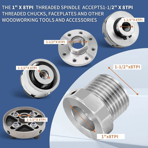 Woodworking Lathe Spindle Adapter Converts 1 x 8 TPI To 1.5 x 8 TPI Built Tough Steel Headstock Adapter product image