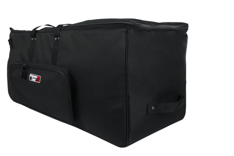 Protechtor Series Electronic Drum Kit Bag With Wheels And Tow Handle, black, side view showing pocket and handle
