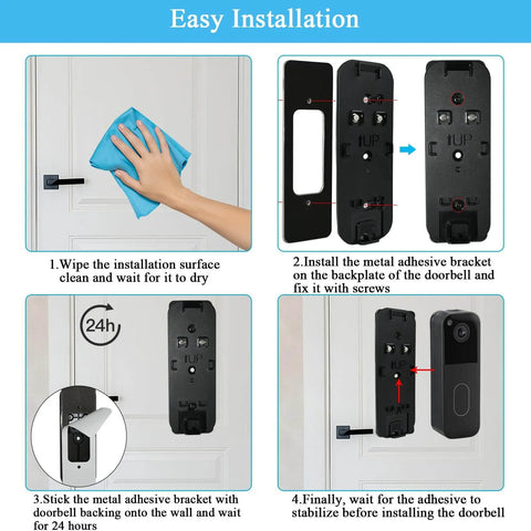 Installation steps for No Drill Doorbell Mount For Video Doorbell 2nd Gen Easy Install Compatible With All New Doorbell Camera