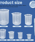 7 Size Plastic Beaker Set With 20 Droppers Clear Graduated Measuring Beakers In 30Ml 50Ml 100Ml 150Ml 250Ml 500Ml and 1000Ml displayed