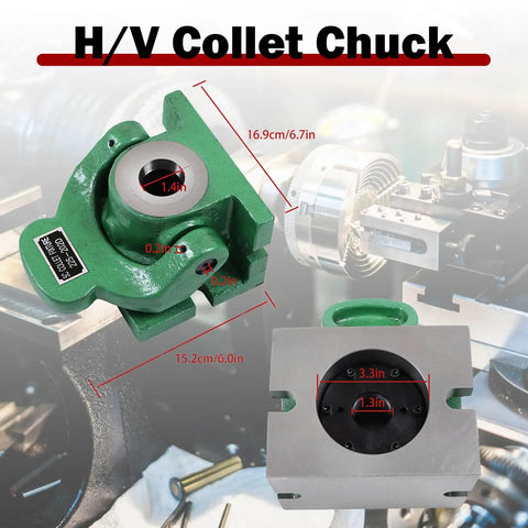 5C Collet Chuck Vertical And Horizontal Fixture Beefy Heavy Duty for Milling Drilling with size measurements shown