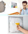 3 Piece Drywall Repair Kit For Large Holes And Cracks Self Adhesive 12 By 12 Inch Patches With Sandpaper And Scrapers in use