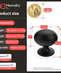Legit Heavy Duty Matte Black Cabinet Knobs And Drawer Handles 5 Pack Solid Aluminum Pulls with dimensions on background.