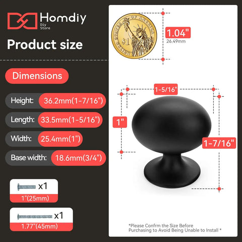 Legit Heavy Duty Matte Black Cabinet Knobs And Drawer Handles 5 Pack Solid Aluminum Pulls with dimensions on background.