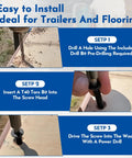 Steps to install 100 Pcs 5/16-18 X 2-1/2 Inch Flat Head Deck Screws Pro Grade For Hardwood And Laminate, showing drill and bit usage