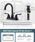 Oil Rubbed Bronze Vintage Style Bathroom Faucet With 4 Inch Centerset, 2-Handle 3-Hole Design, Rotating Spout, dimensions diagram