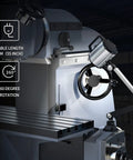 Led Lathe And Drill Press Work Light With Flexible Arm Waterproof 18W illuminating a machining surface with rotational settings.