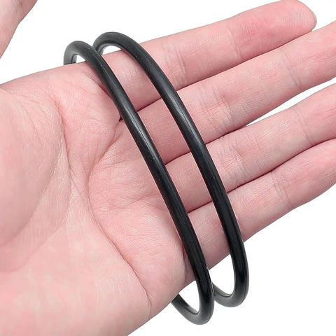 Top Shelf Universal Sewing Machine Motor Stretch Belt Replacement For Singer Kenmore White Household Models 2 Pack showing two black nitrile rubber belts.