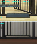Comparison of auto close baby and dog gate for stairs and doorways with ramp and no ramp setup.