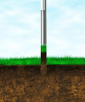 36 Inch Stainless Steel T Style Soil Sample Probe With Foot Pedal, Breaks Down To 23 Inch For Easy Transport taking soil sample in grass