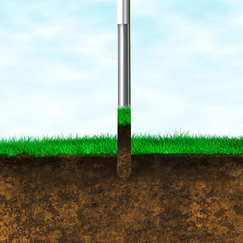 36 Inch Stainless Steel T Style Soil Sample Probe With Foot Pedal, Breaks Down To 23 Inch For Easy Transport taking soil sample in grass