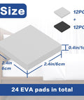 Zero Thump Guarantee This 24 Pcs Eva Foam Headboard Stoppers Kit Packs Heavy Duty Wall Shielding For Bed Frames And Couches Thick Anti Vibration Furniture Pads Keep Things Smooth As Butter In Black White, showing 2.4in square pad dimensions.