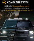 Truck with Three Piece Smoke Lens 30 LED Cab Marker Lights Kit With Wire Pack For Silverado Sierra Trucks 2002 2007 Classic Roof