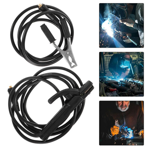 Heavy Duty Welding Holder And Ground Clamp Set Perfect For Mma Machines With Sturdy Connectors For Versatile Metal Fabrication, showing cables and clips.