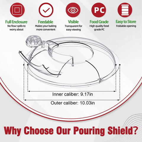 Pouring Shield Splash Guard 6-7 Qt Stand Mixer Dimensions and Features Design