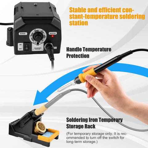 Hand using Upgraded Soldering Station Kit With Rapid Heating, ESD Safe Design, Five Replaceable Tips, And 63.5oz Rugged Build