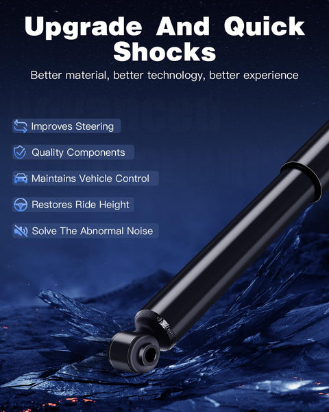Rear Gas Shocks Absorbers For Nissan Rogue And Rogue Sport Pair Replacement OE 349097 with features listed in image