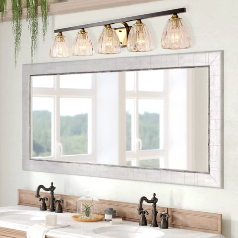 36 Inch Farmhouse Vanity Light Over Mirror Brown Finish 5 Light Wall Fixture For Bathroom That Brightens Up Your Space Modern Yet Rustic Look That Brings Warm Glow And Style To Bathroom Decor For Real over bathroom mirror