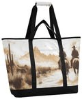 Western Desert Cowboy Style Insulated Cooler Bag With Large Compartment Reusable Thermal Tote For Shopping Picnic Beach Travel And Camping Dope All Day Temperature Control Leak Proof Lunch Box with desert scene.