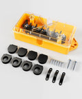 7 Way Trailer Wire Junction Box With Clear Color Coded Cover And 7 Pin Terminal Studs Heavy Duty 7 Gang Trailer Wiring Connector Weatherproof Electrical Box For Rewiring RV Campers Trailers And Boats, shown with accessories and mounting hardware