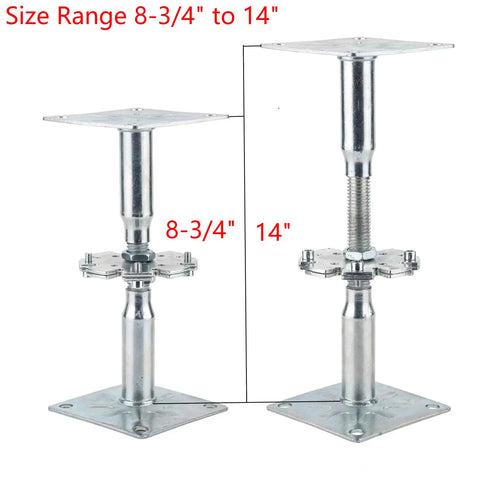 Adjustable Pedestal Paver Deck Support And Floor Raising Kit With Mini Post Jacks 8-3/4 to 14 inch height range, 8 Pack