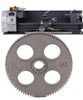 Built Like A Tank Steel Mini Lathe Spur Gear 80 Tooth 12 Millimeter Bore 83 Millimeter Outer Diameter 8 Millimeter Thick Fits Like A Glove Compatible With Mx 210 Wm 210 8X16 220X400 220X600 220X750 Lathes with a lathe in the background.