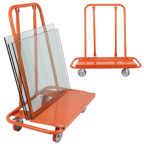 Beefy Drywall Cart With Detachable Swivel Wheels Heavy Duty Steel Frame Large Capacity Handcart displaying glass panels