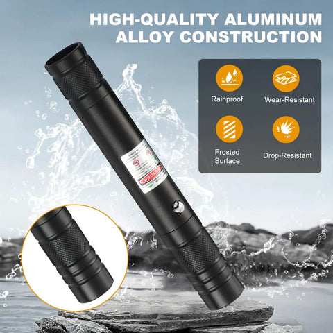 High Power Green Laser Pointer With Removable Star Cap Single Pinpoint Mode and Flood Beam USB Rechargeable Lazer