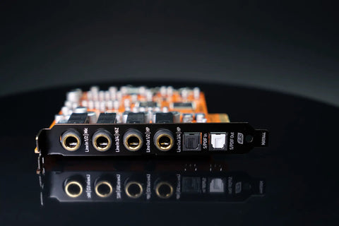 Front view of Maya44 eX 4 In 4 Out PCIe Audio Interface for Your Home Studio with Dope 24 Bit 96 kHz A D and D A Converters