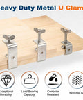 Two Pack 304 Stainless Steel C Clamps 75mm Mini Tiger Clamp U Clips With Press Screw For Woodworking Welding Mounting Built Tough And Rust Resistant Silver on wood board