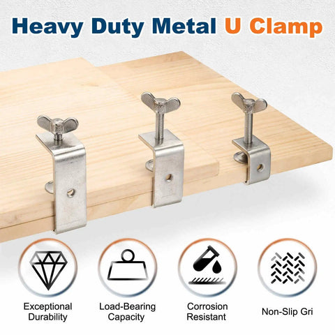 Two Pack 304 Stainless Steel C Clamps 75mm Mini Tiger Clamp U Clips With Press Screw For Woodworking Welding Mounting Built Tough And Rust Resistant Silver on wood board