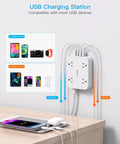 Legit Flat Plug Extension Cord With Four Wide Spaced Outlets And Dual Usb Type C Fast Charging Power Strip Total Dorm Room Game Changer And Home Office Heavy Duty Upgrade showing USB charging ports.