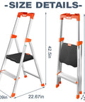 Two Step Ladder With XL Platform For A Rock Solid Stand, Aluminum Lightweight Folding Stool, 330 Lb Weight Rating, No Assembly Required, 47.04in tall