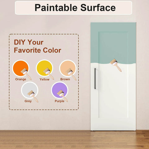 Concealed Sliding Barn Door 36 By 84 Inches Shaker Style Flat One Panel White Primed Solid Core DIY Paintable Surface