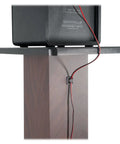 Pair 36 Inch Speaker Stands Built To Last With 100 Lb Capacity, Fixed Height, cable management, dark wood grain finish