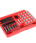 Pro Grade Glow Plug Thread Repair Kit 33 Piece Steel Set With M8x1 M10x1 M10x1.25 M12x1 M12x1.25 M14x1 Taps Insert Drivers Guide Pins
