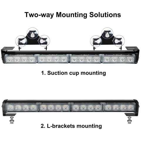 Straight Up Tough 2X16 Inch Led Strobe Light Bar Packing 32 Blazing Diodes And 26 Quick Swap Flash Patterns For Interior Emergency Traffic Advisory Warning Duty In Solid Amber And Crisp White
