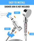 High Pressure Handheld Filtered Shower Head With 59 Inch Stainless Hose, installation steps with chrome finish