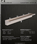 Top Shelf 304 Stainless Steel Commercial Trough Sink Wall Mount Four Faucet Wash Basin with brushed finish and dimensions.
