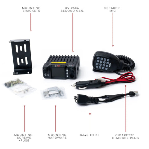 UV 25X4 Second Gen Mini Mobile 25 Watt Tri Band Base Station Radio components and accessories layout