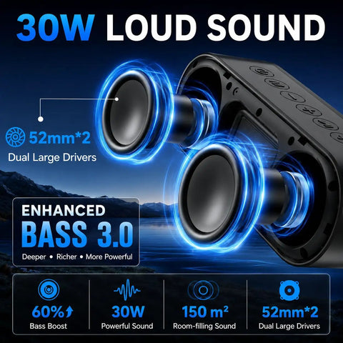 Portable Bluetooth Speaker With Lights For Holidays And World Cup Fans, showcasing dual large drivers for loud stereo sound.