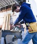 Ultra Compact 12v Brushless Circular Saw Equipped With A Rugged 5 Half Inch Thin Kerf Carbide Blade And A Beefy Onboard Air Blower in use.