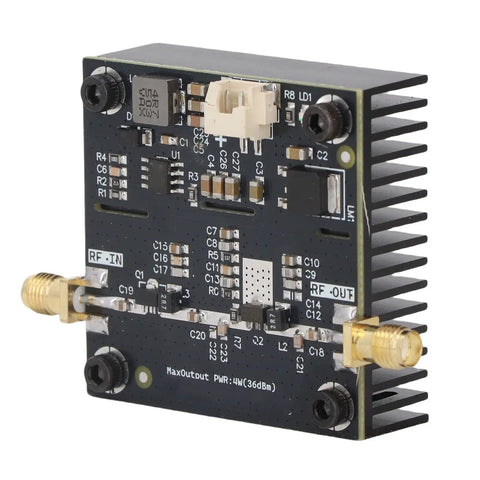 Rugged RF Power Amplifier Module For Ham Radio And Broadcasting 0.5-800MHz Coverage, 15W Output, 40 dB Gain, circuit board view