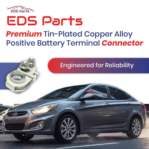 Positive Battery Terminal Connector Replacement For Hyundai Kia Genesis Jeep Chrysler Vehicles including a connector image and car